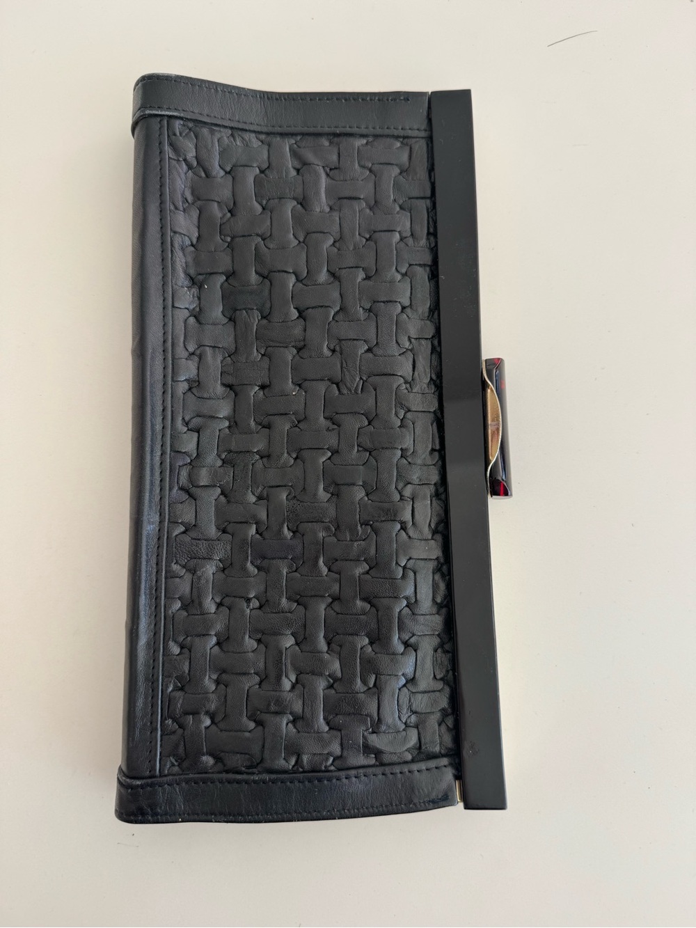 Vintage Black Woven Leather Clutch